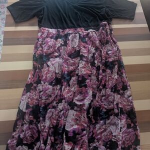 Torrid Black and Pink Midi Dress